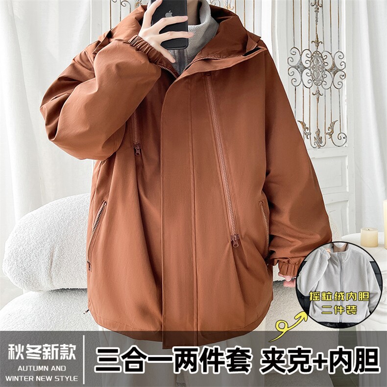 三合一冬季冲锋衣棉衣男防水加厚棉服连帽棉袄潮A266-SH80181-P80,男装夹克,电商A266