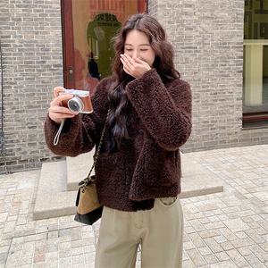 冬装  新款  驼马绒  皮毛一体外套-195-k298图片