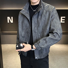 加棉加厚高级感男装皮衣立领宽松潮牌皮夹克C317-H25931-P185，男装夹克，电商C317