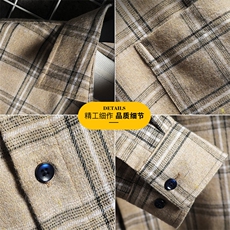 秋季新款格子衬衫男长袖韩版潮流宽松衬衣外套DF03T，男装衬衫，电商A102
