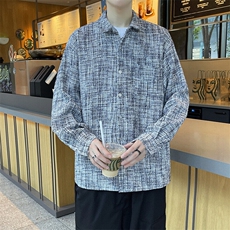 精品春款小香风男夹克衬衫长袖宽松格子衬衣休闲外套A012/8813P60，男装夹克，电商A012
