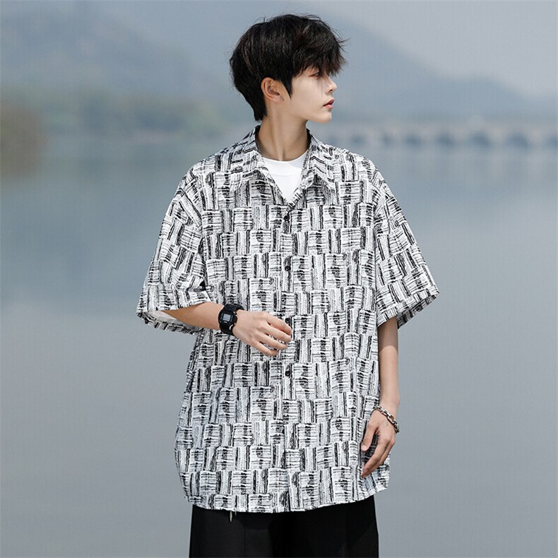 8XL-M花衬衫男款短袖夏季冰丝薄款花衬衣大码寸衫外套DC28013P38,男装T恤,电商B312