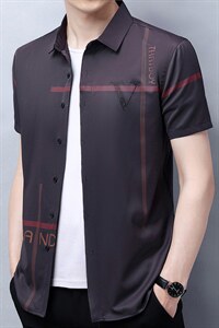2023夏季新款商务休闲宽松中青年衬衣男装潮流时尚百搭短袖打底衫图片