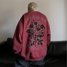 抖音品质美式高街玫瑰高街印花宽松休闲卫衣JK23443特批25-控48，男装卫衣，星座605(原A050)