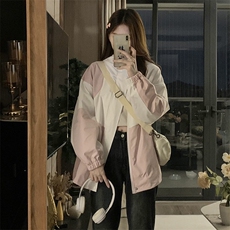 新款外套女宽松连帽拼色字母秋季外套户外休闲运动上衣C382-85，女装短外套，星座911-2(原星座613-2）