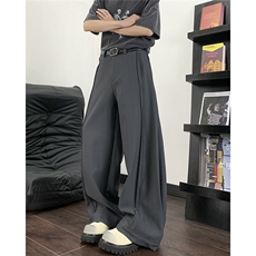 复古cleanfit纯色阔腿垂感高腰廓形西裤男女宽松长裤X057-P57，男装休闲裤，星座308B-2