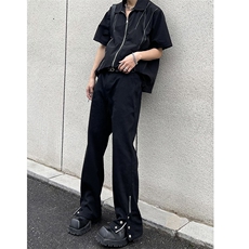 B221美式ins高街小众排扣拉链牛仔裤LK22073-P60控78，男装牛仔裤，电商B221
