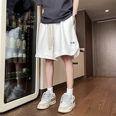 日系松紧腰五分短裤男女夏刺绣情侣宽松直筒休闲运动裤K5181-P34，男装休闲裤，星座412-2