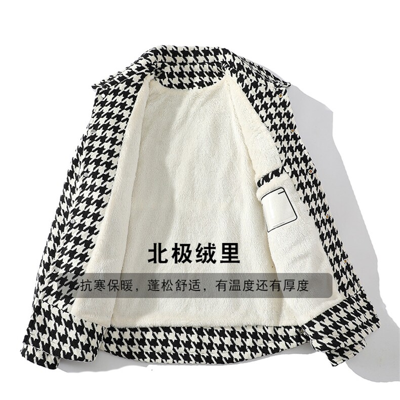 冬款港风开衫夹克加绒加厚潮牌格子衬衫外套男士8128-P110控价138,男装衬衫,电商A441-1