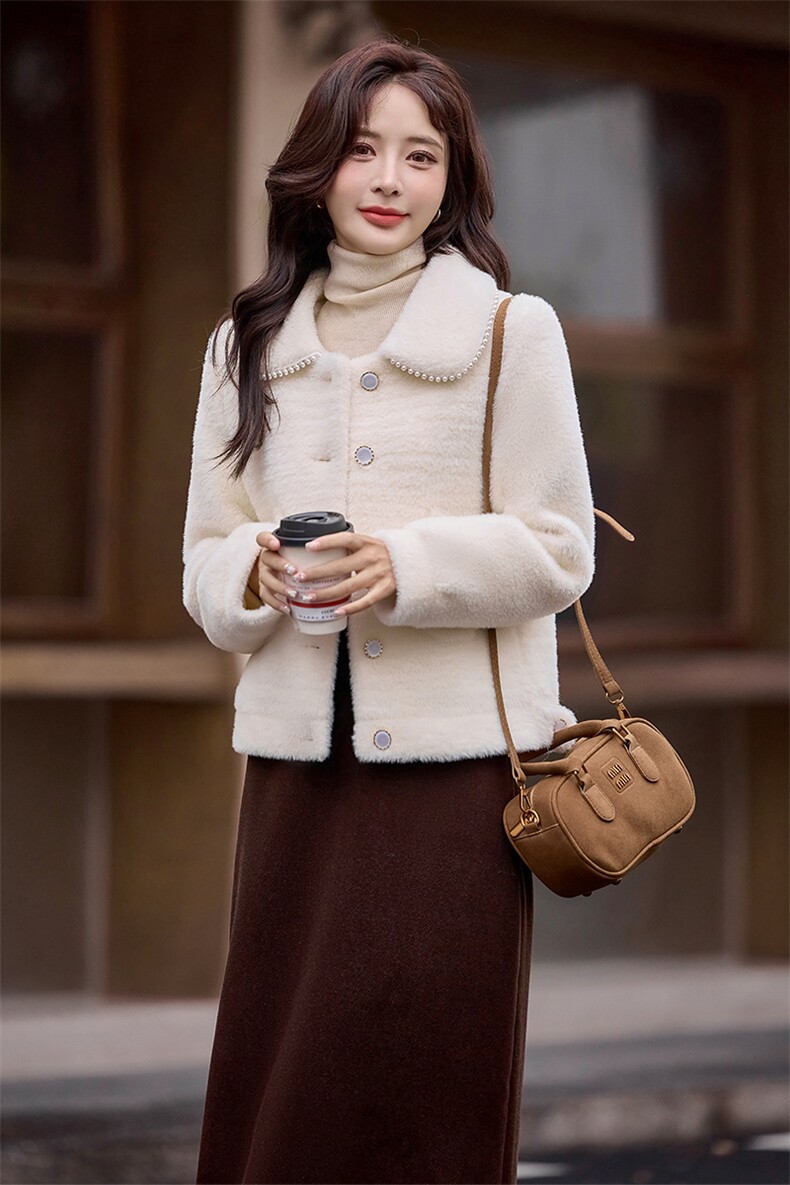 海宁高端皮毛一体黄金貂绒外套女2025年春秋季时尚短款羊羔毛大衣,女装毛呢外套,星宇服饰