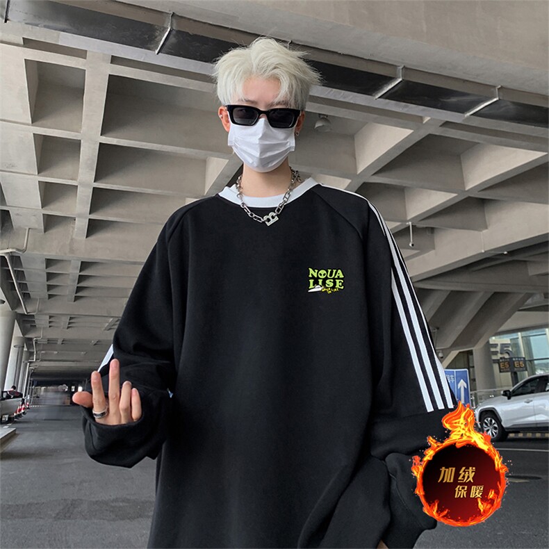 抖音得物供货 提供视频 秋冬重磅美式宽松织带圆领卫衣0341图片