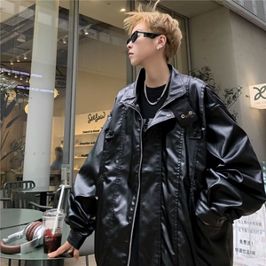 春秋美式复古飞行员皮衣外套男女痞帅潮流宽松立领皮夹克 JK67图片