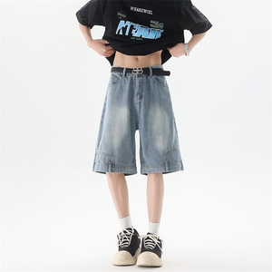 8XL-M 特大码牛仔裤短裤男美式倒装五分裤子宽松直筒DK1527P45图片