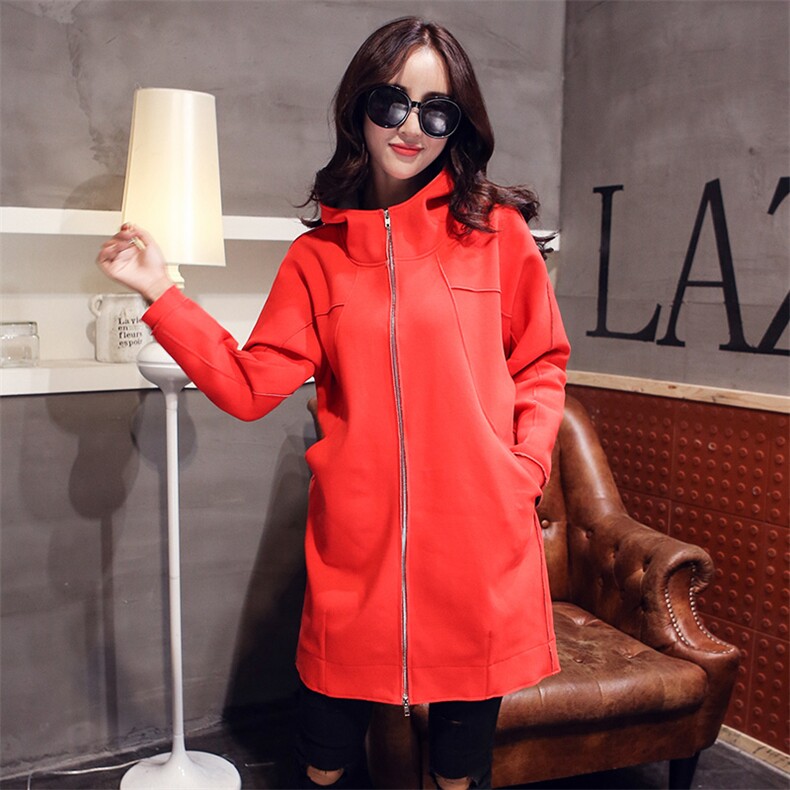 时尚红色长款风衣女宽松显瘦百搭外套春秋新款韩版潮流女装，女装风衣，深水步