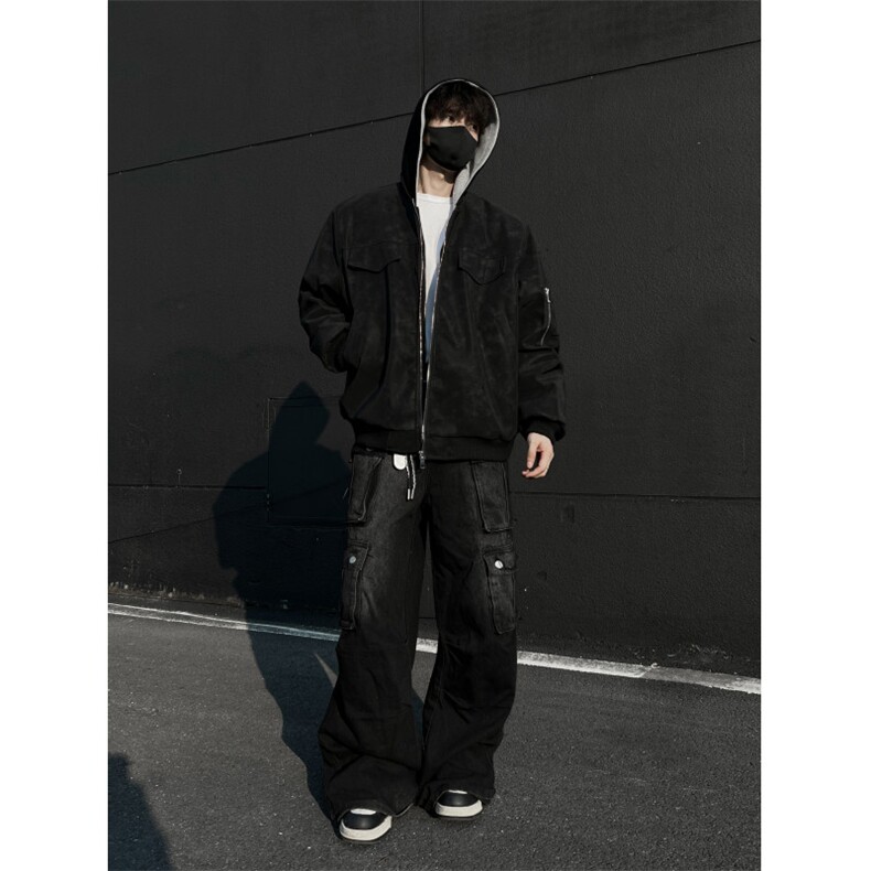 假两件双色连帽棉服男潮流保暖荔枝纹棉衣户外外套棉服2309p118,男装棉衣,星座506-1