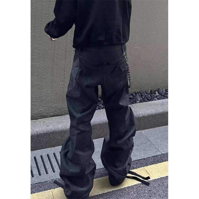 水洗做旧cleanfit牛仔裤男高街微喇弯刀vibe显瘦黑色裤子NC659,男装牛仔裤,星座1116A（原606A-3）