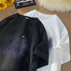 量大优供抖音视频支持得物配合二开美式满天星亮片短袖T恤MTX518，男装T恤，电商A486