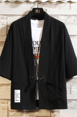 HF59045-P40风汉服男开衫外套七分袖道袍砖墙挂拍，男装民族服装，电商A040A