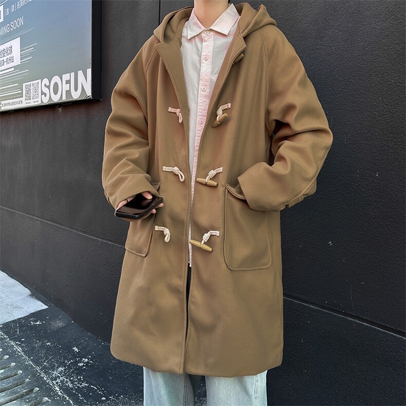 内里羊羔绒中长款风衣男韩版潮流宽松2024冬季ins外套W6207-P103,男装风衣,星座412-2