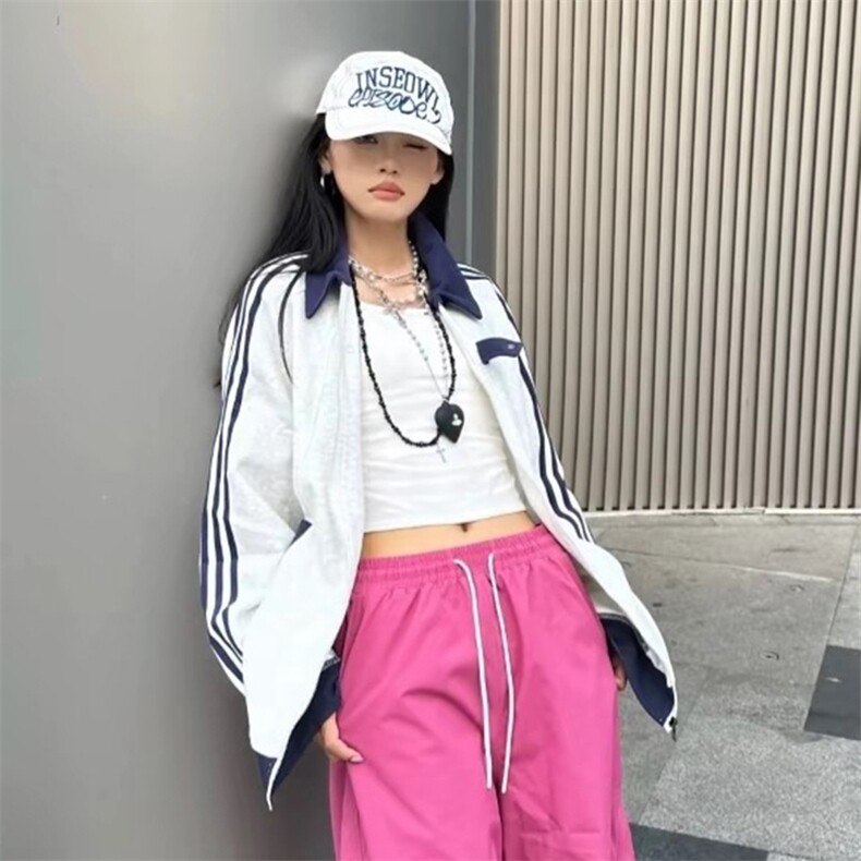 抖音得物品质秋冬美式高街重磅结构拼接织带翻领卫衣夹克外套W113,男装夹克,电商A486
