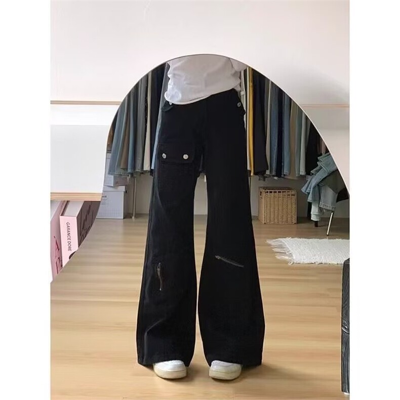 美式复古工装微喇牛仔裤女高腰宽松显瘦直筒马蹄长裤潮LK3966-p45,男装牛仔裤,星座1008