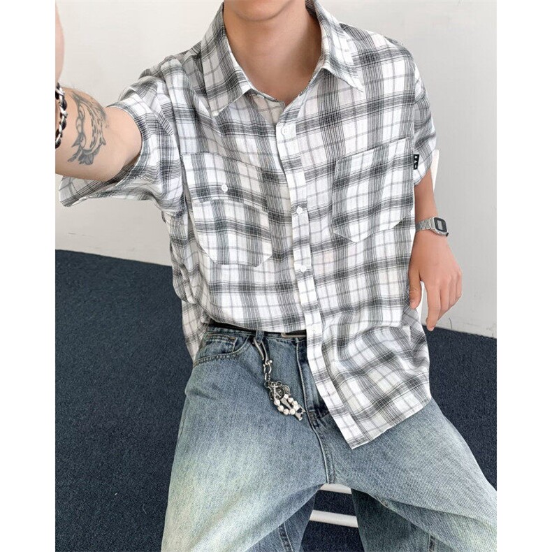 衬衫夏装港风学生宽松小众设计感趣味新款男装CK219P34,男装衬衫,星座1013-1