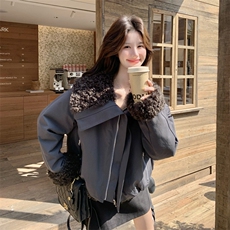 新款！羊羔毛拼接两面穿派克服外套2C133-8995-P225-K328，女装派克服，2C133