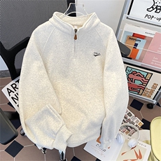 加绒加厚冬款男立领卫衣拉链字母刺绣宽松保暖外套WY186P65，男装卫衣，星座1013-1
