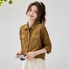 2026早春新款百搭灯芯绒衬衫外套女宽松休闲复古衬衣港风慵懒风，女装衬衫，艾米