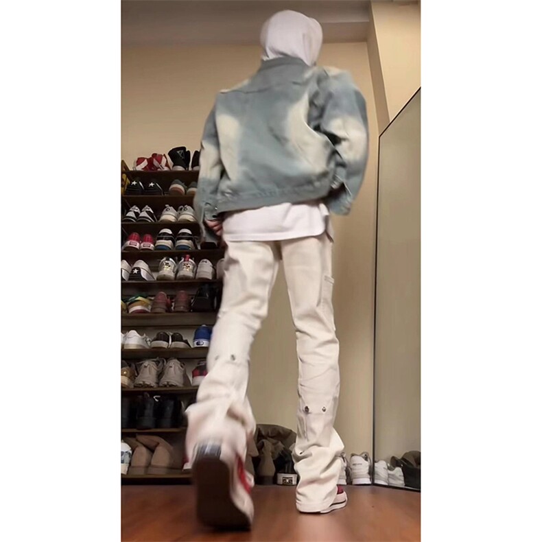 美式ins高街hiphop新款弹力修身直筒休闲裤货号K675P65图片