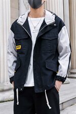 2021春季新款男士夹克拼色连帽工装风衣韩版潮流外套DS324TP95，男装夹克，电商A102