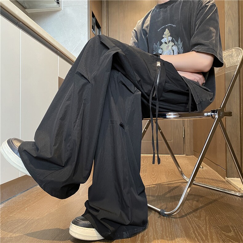 夏季新款美式高街飘带设计宽松休闲冰丝裤B315-K25592-特p35控68,男装休闲裤,电商B315