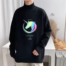 M18138-P45加绒款-P65半高领毛衣男士大码针织衫男毛线衣男，男装针织衫/毛衣，电商A040