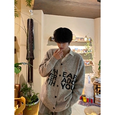 网图有货秋冬字母慵懒软糯毛衣复古针织开衫外套男女A1087-P50，男装针织衫/毛衣，星座1505