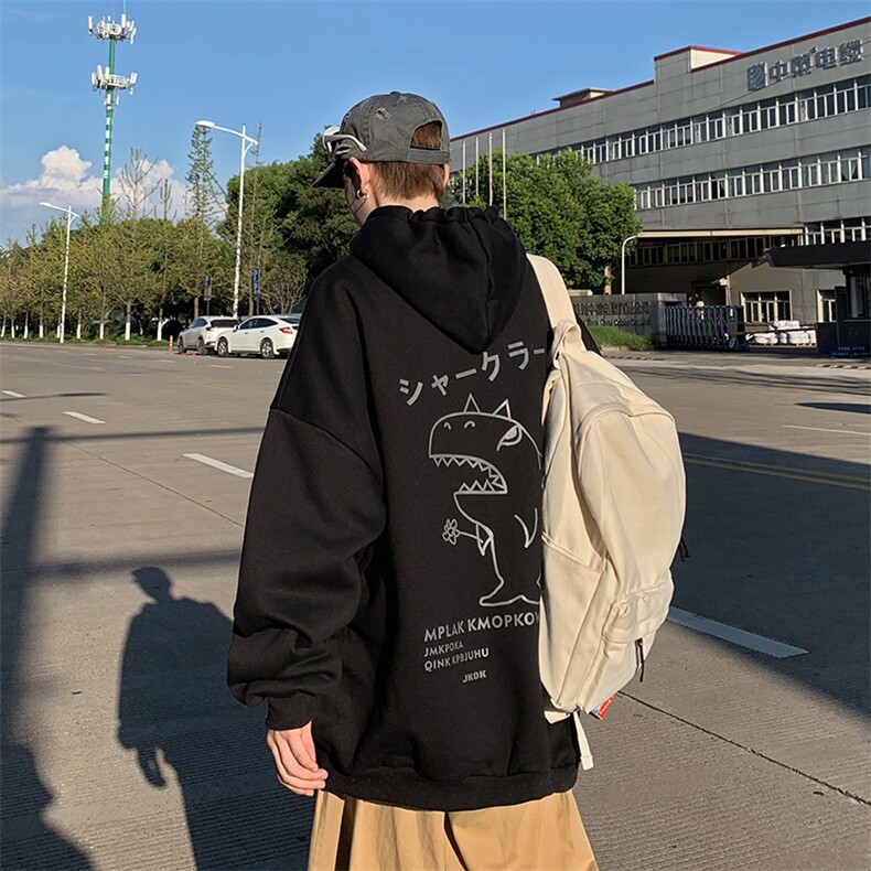 WY2092-P35 加绒款-P40 纯棉连帽卫衣男大码运动帽衫宽松薄外套男图片