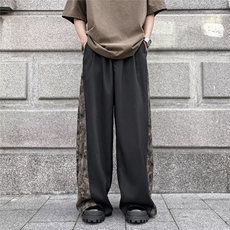新中式复古风拼接西裤垂感免烫休闲拖地阔腿裤潮2835P43，男装西裤，星座410-2