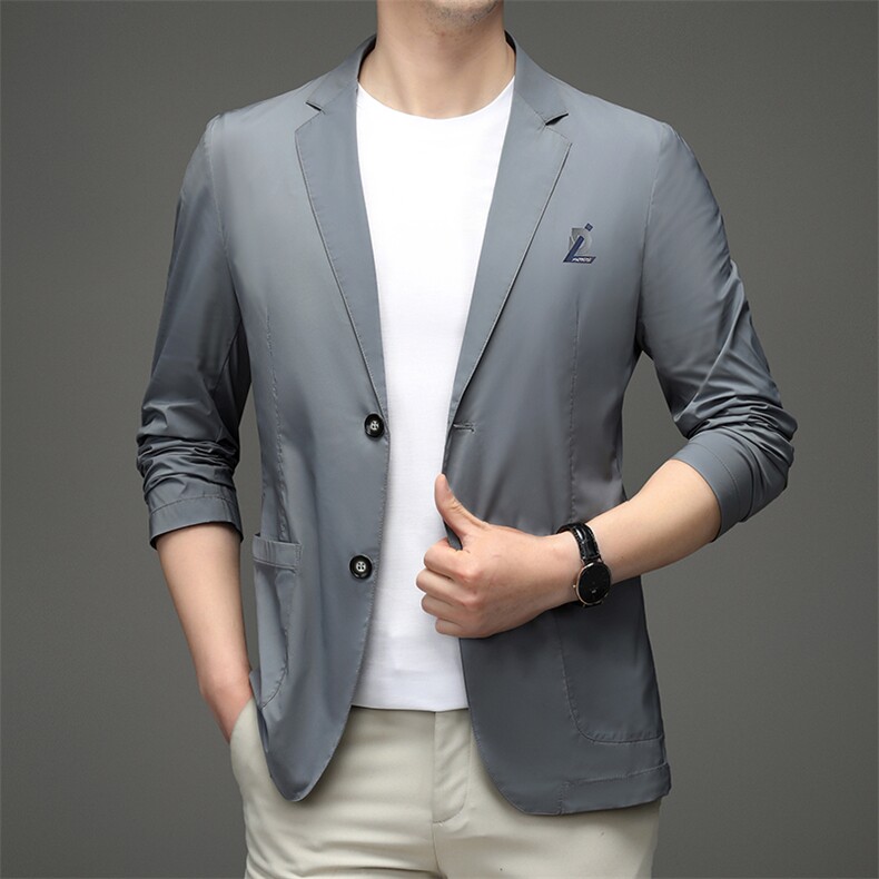 冰丝西服男士春秋季新款休闲西服超薄西装轻薄单西防晒上衣外套男,男装西服,电商B212（原钱塘6029）