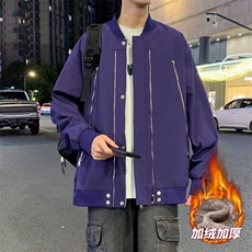 AJ220-P85冬季加绒加厚棒球领飞行夹克防风防水棉衣外套，男装夹克，星座109