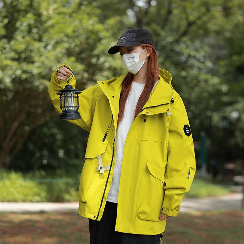 春秋户外冲锋衣男女同款防风防水连帽工装外套登山服夹克2481-P75，男装夹克，星座1403A