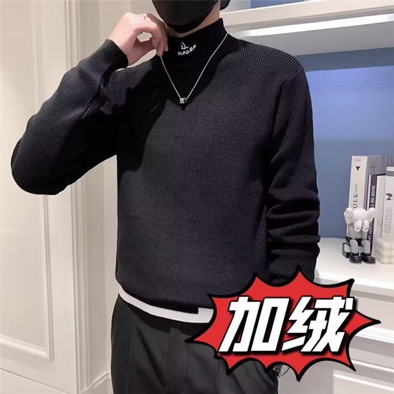 男毛衣秋冬款潮牌痞帅半高领针织衫2026新款加绒内搭打底S590/P80,男装针织衫/毛衣,星座506