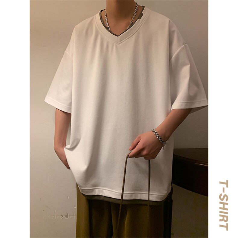 新款短袖男港风暖光夏季T恤休闲百搭假两件T恤男上衣TC3138-P30,男装T恤,星座717