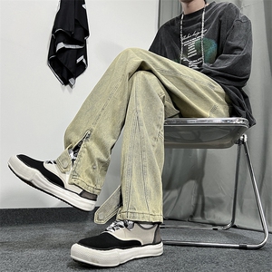 秋冬美式高街棕色加绒加厚牛仔裤货号K658P60控78（加绒P75控98）图片