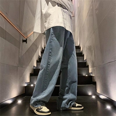 复古牛仔裤男女宽松直筒春季高街潮牌美式街头vibe长裤N2958-P40，男装牛仔裤，星座1008