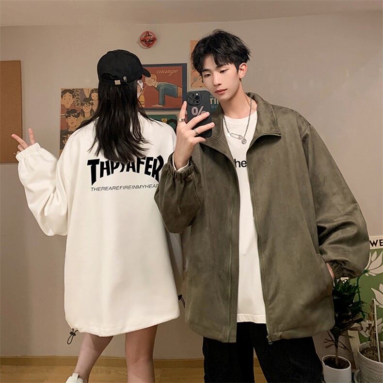 麂皮绒夹克男大码立领褂子外套JK85007-P68加绒款-P78,男装夹克,电商A040