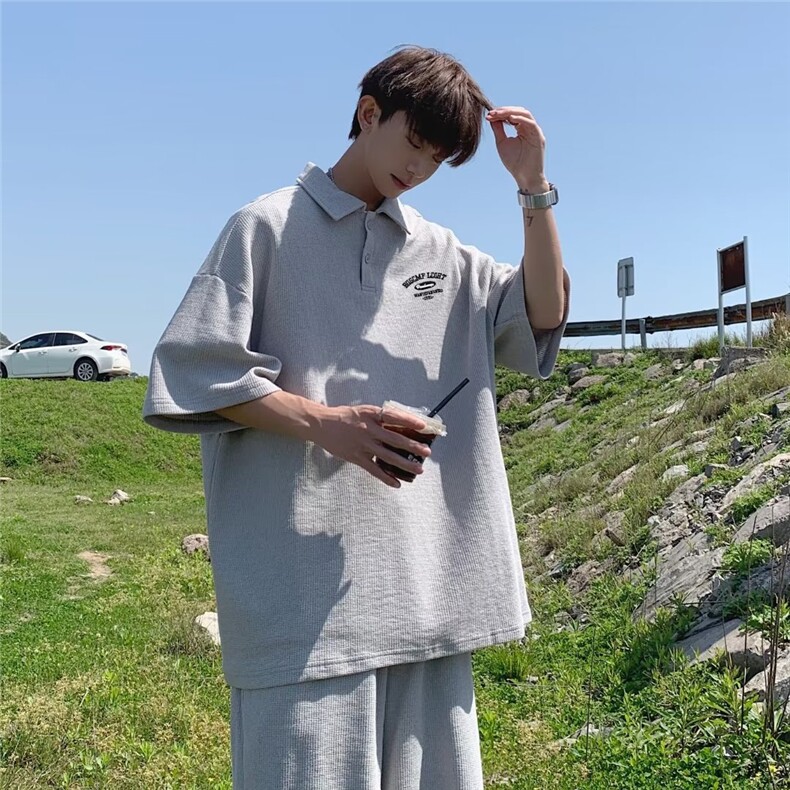 polo领短裤套装女学生宽松显瘦休闲运动服两件套TZ08310B-1-P20,男装牛仔裤,星座310B-1