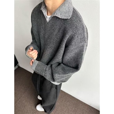 美式复古假两件v领毛衣男翻领老钱风针织衫上衣MY5015-P72，男装针织衫/毛衣，星座208-5