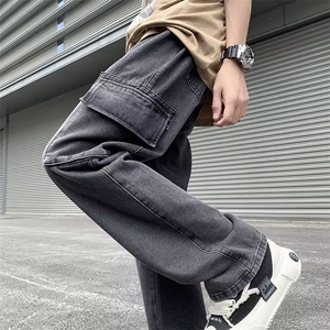青春流行ins男直筒水洗牛仔裤 P46图片