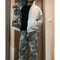 美式迷彩双面穿短款连帽开衫男女秋季宽松卫衣外套潮W507，男装卫衣，星座1116A（原606A-3）