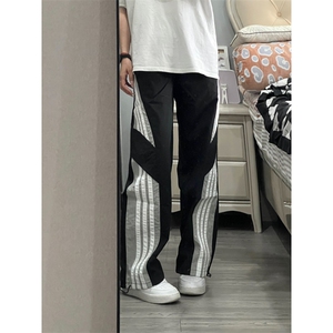 【有货】黑色三条杠速干裤子男女款美式条纹运动裤KZ346WW-特P48图片