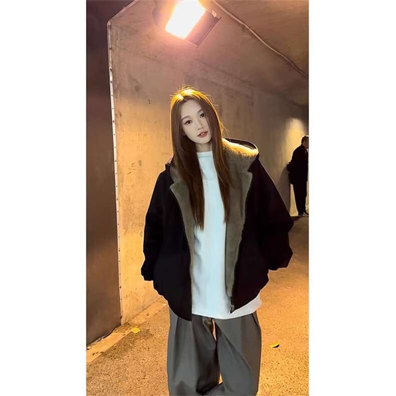 两面穿现货重磅短款座山雕棉衣男女双面穿毛毛绒棉服加厚外套,男装棉衣,电商A486
